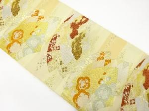 アンティーク　重ね地紙に松・梅模様織り出し袋帯（材料）